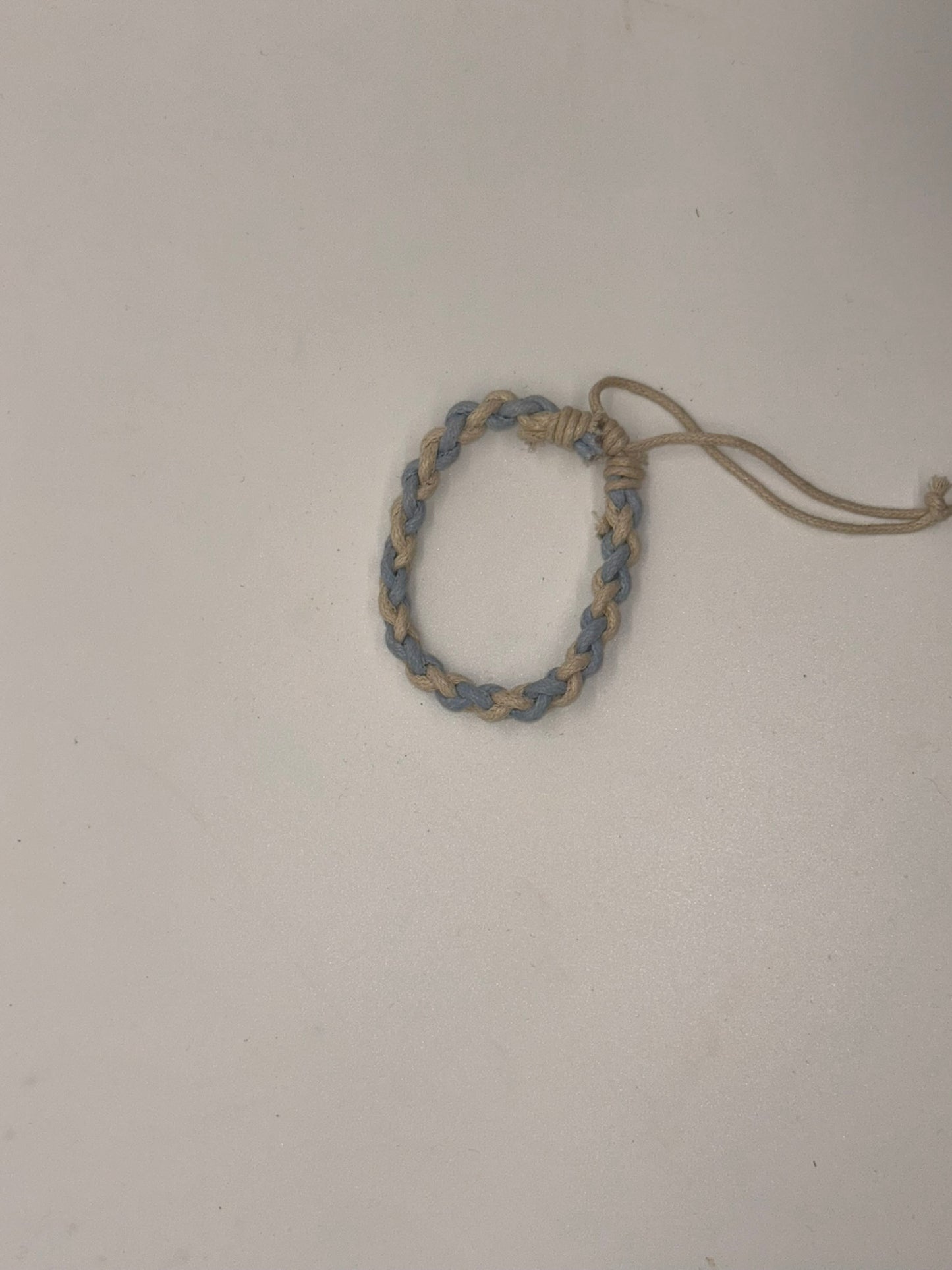 Handwoven Blue & Beige Braided Cord Bracelet