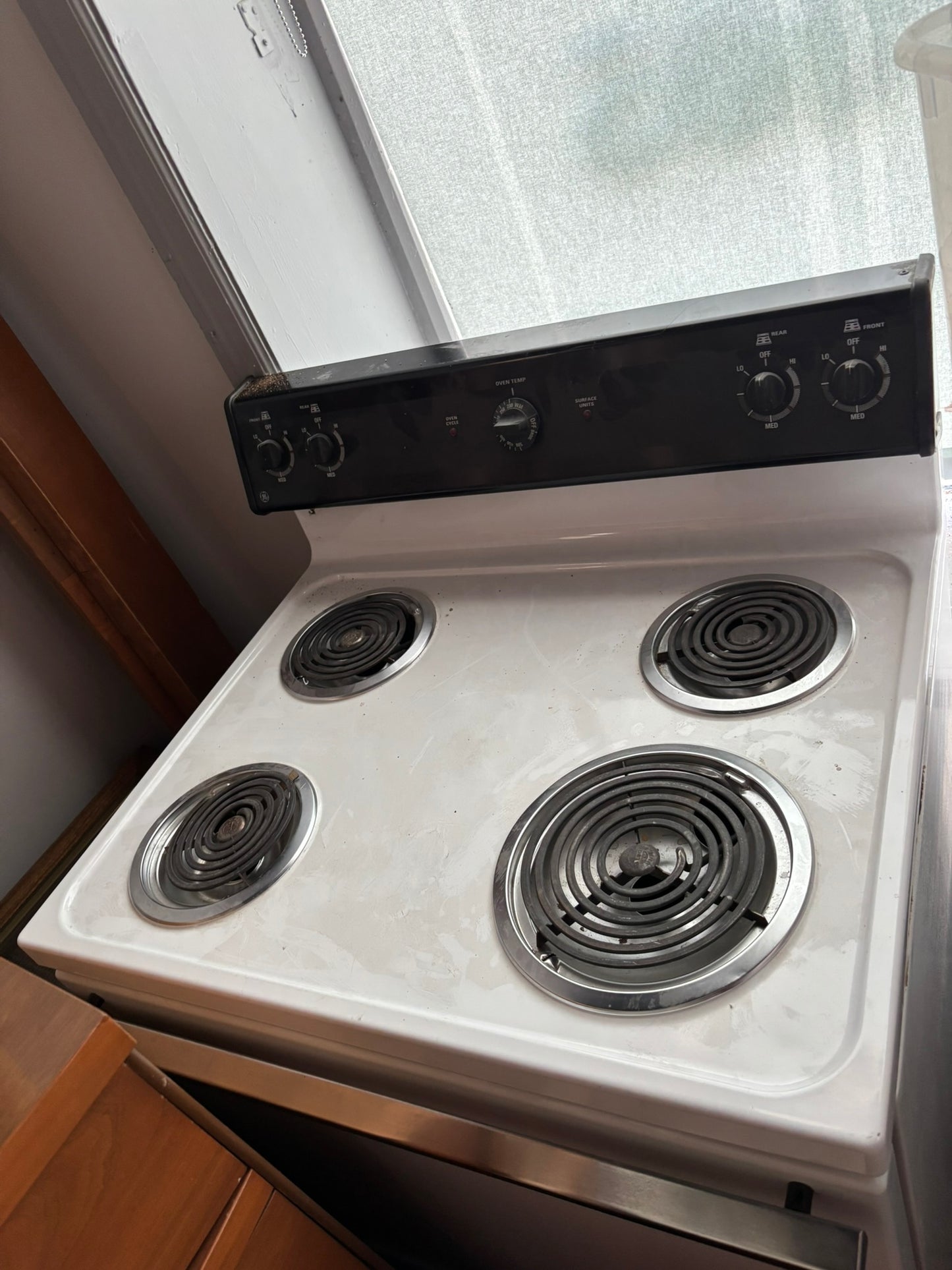Tested & Working GE Electric Coil Stove – White, 4-Burner, Vintage Style
