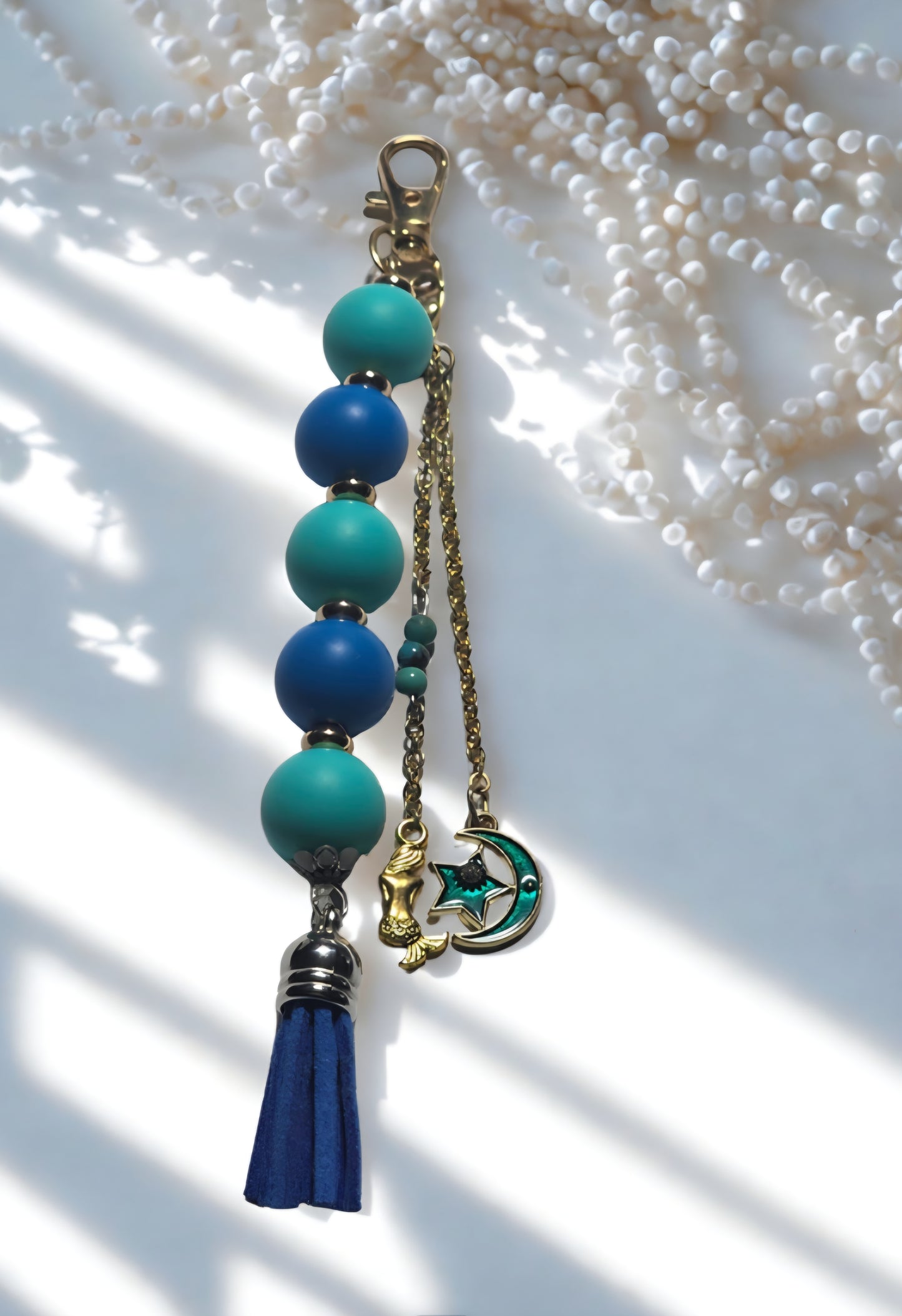 Savannah Lee's Handcrafted Jewelry Keychain Charm Blue Green