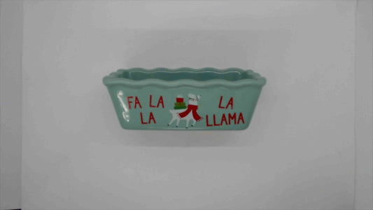 Holiday Ceramic Loaf Dish – “Fa La La Llama” Design