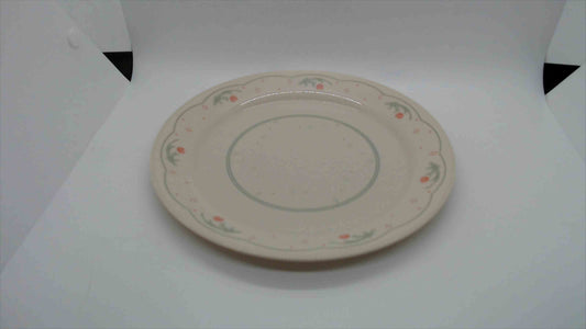 Vintage Floral Stoneware Dinner Plate with Peach Blossom Motif - 4 Plates