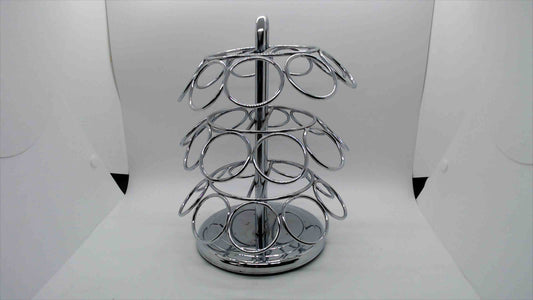 Chrome Coffee Pod Carousel Rotating 24 Pod Holder