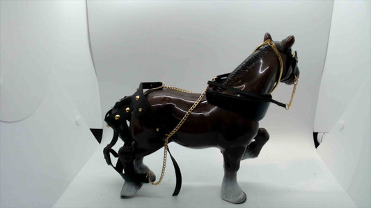 Vintage Breyer Clydesdale Horse Figurine with Harness – Glossy Brown