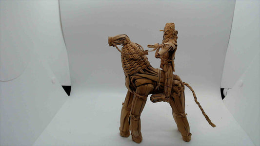 Handcrafted Straw Sculpture- Horse and Rider Figurine