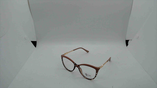 Woman Tan and Gold Eyeglass Frames