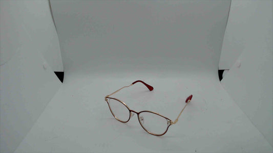 Womans Gold and Red Frame Eyeglasses