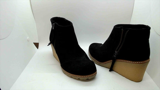 Black Faux Suede Wedge Booties with Side Zipper - Woman size 6.5