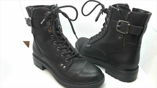 GBG Guess Black Fauz Leather Combat Boots- Woman Size 6 1/2 Medium