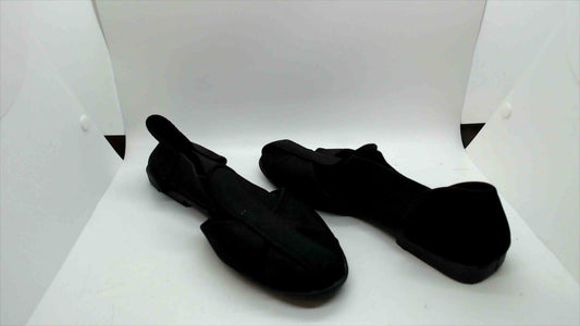 Womans Black Peep-Toe Stretch Comfort Flats - Women Size 9