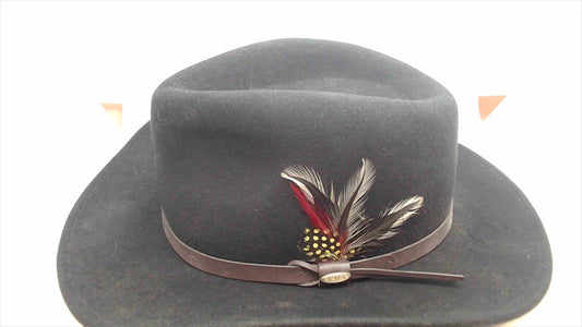 Scala Four Seasons Wool Felt Outback Hat with Feather Accent