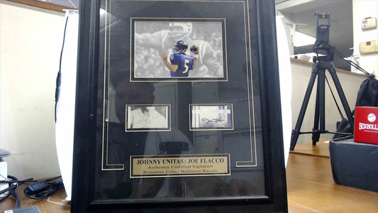 Johnny Unitas & Joe Flacco Dual Autographed Display – Baltimore Colts & Ravens Certified Signature Frame
