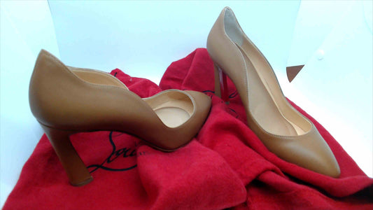 Christian Louboutin Agnesta 85 Nappa Leather Heels – Caramel (Size 38)
