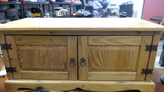 Rustic Solid Wood Pine Storage Cabinet with Double Doors