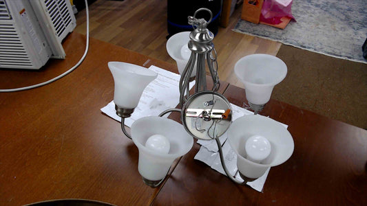 Brushed Nickel 5-Light Chandelier with Frosted Glass Shades