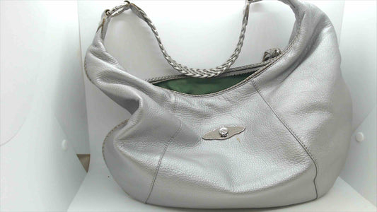 Elliott Lucca Silver Pebbled Leather Hobo Shoulder Bag