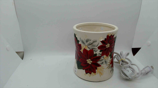 Vintage Ceramic Poinsettia Electric Wax Warmer / Night Light – Holiday Floral Design
