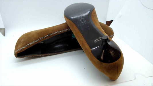 Isabella Fiore Italian Suede Pumps – Size 9.5 – Tan with Contrast Stitching