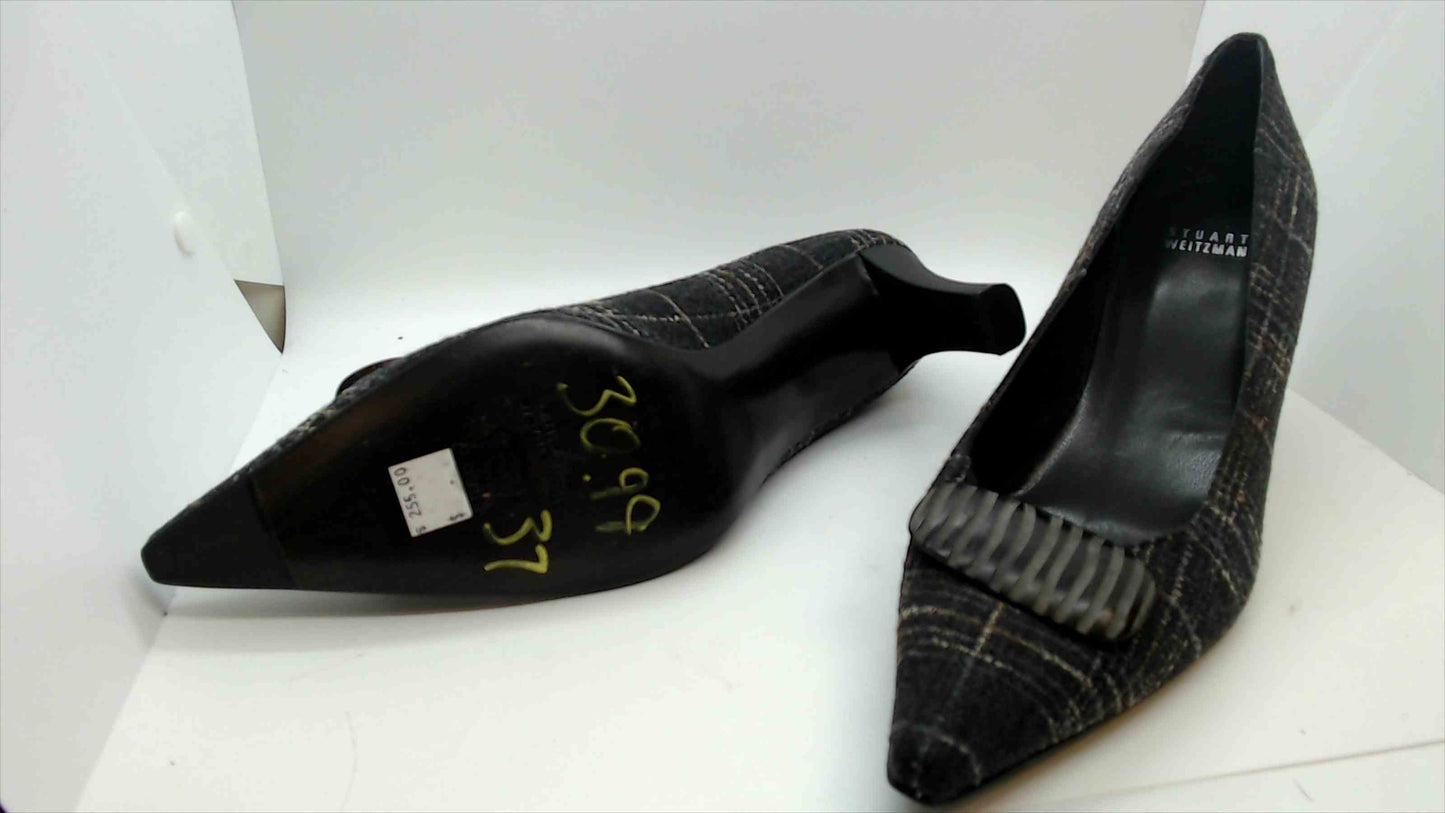Stuart Weitzman Tweed Pointed Toe Heels with Ribbed Accent – Size 9.5