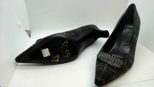Stuart Weitzman Tweed Pointed Toe Heels with Ribbed Accent – Size 9.5