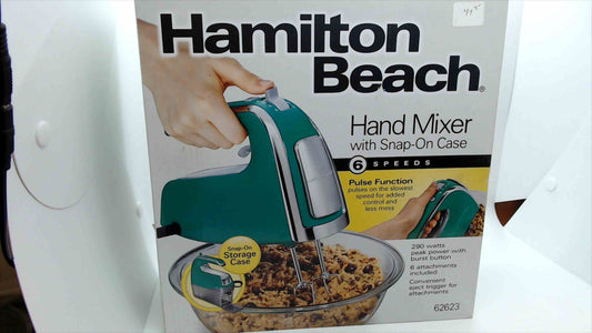 Hamilton Beach 6-Speed Hand Mixer with Snap-On Storage Case – Teal (Model 62623)