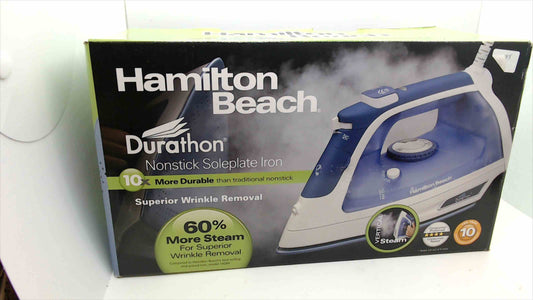 Hamilton Beach Durathon Nonstick Steam Iron – Model 19800 (60% More Steam, Blue/White)
