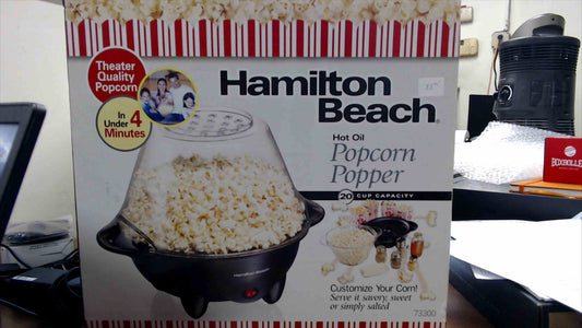 Hamilton Beach Hot Oil Popcorn Popper – 20 Cup Capacity, Theater-Style (Model 73300)