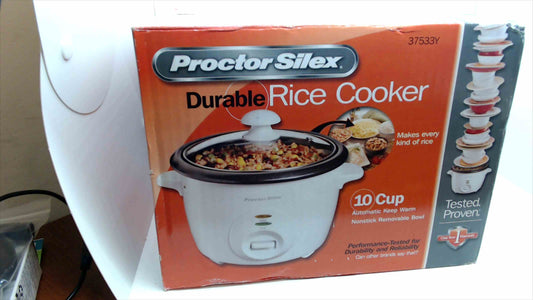 Proctor Silex Durable 10-Cup Rice Cooker with Auto Warm & Nonstick Bowl – Model 37533Y – Brand New in Box