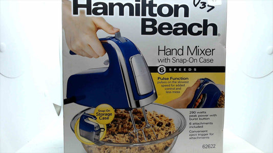 Hamilton Beach 6-Speed Hand Mixer with Snap-On Storage Case – 290W – Model 62622 – Brand New
