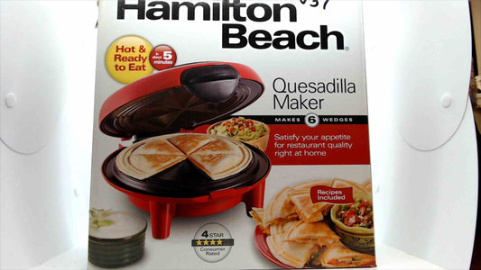Hamilton Beach Quesadilla Maker – Model 25409 – 6-Wedge Nonstick Cooker (Red) Brand New In Box