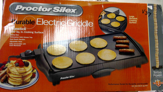 Proctor Silex Durable Electric Griddle – Model 38513P – 200 Sq. In. Nonstick Family-Size Surface Brand New In Box