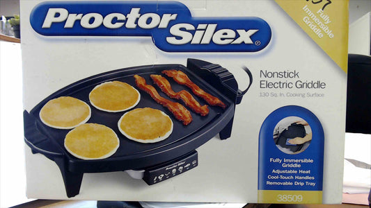 Proctor Silex Nonstick Electric Griddle – Model 38509 – 130 Sq. In. Surface, Fully Immersible Brand New In Box