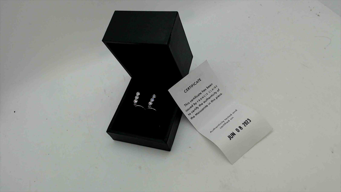 Francis Claire Moissanite Climber Earrings with Certificate – Sterling Silver – New in Box
