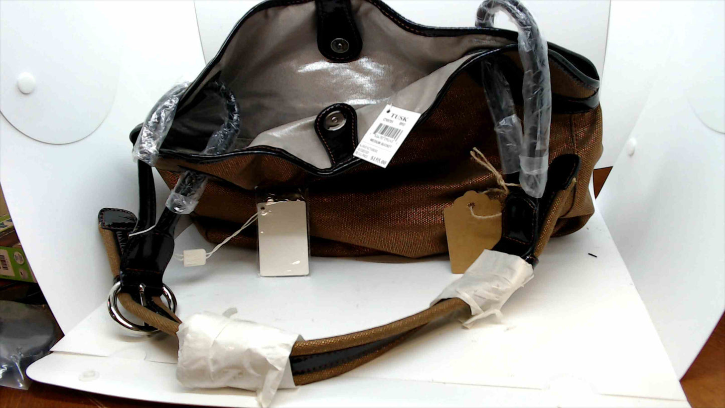 Tusk New York Amanda Hobo Shoulder Bag – Bronze Fabric & Leather Trim – NWT