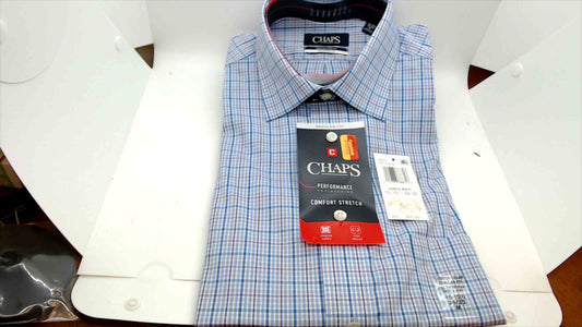 Chaps Men’s Performance Dress Shirt – Regular Fit, Comfort Stretch, Size 15-15½ 34/35, Purple Multi