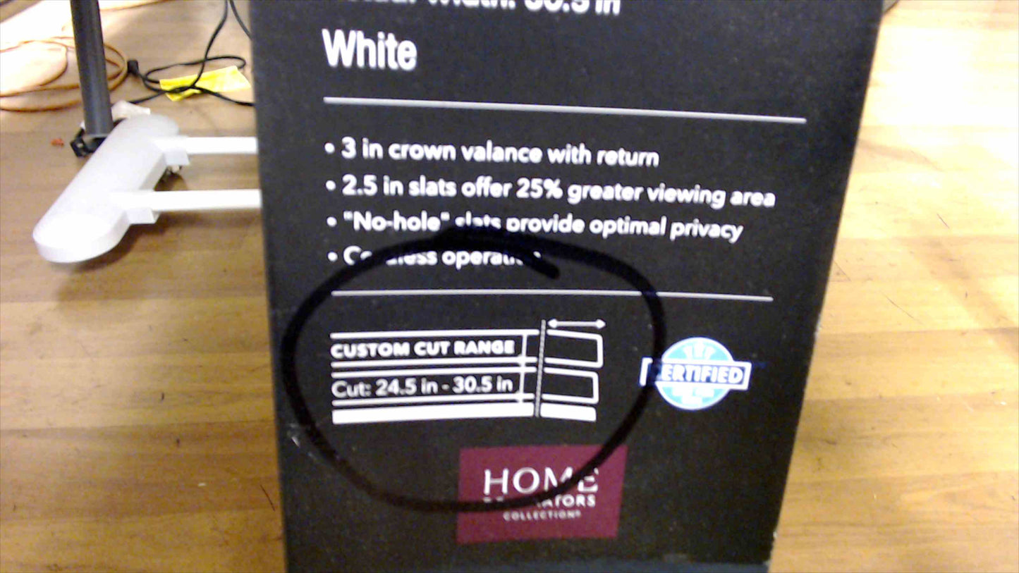 Home Decorators 2.5 in Premium Faux Wood Blind – 31 in W x 48 in L (White) Enhanced Room Darkening