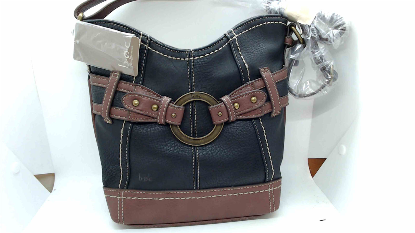 New b.ø.c Black & Brown Faux Leather Bucket Bag – Ring Buckle Accent