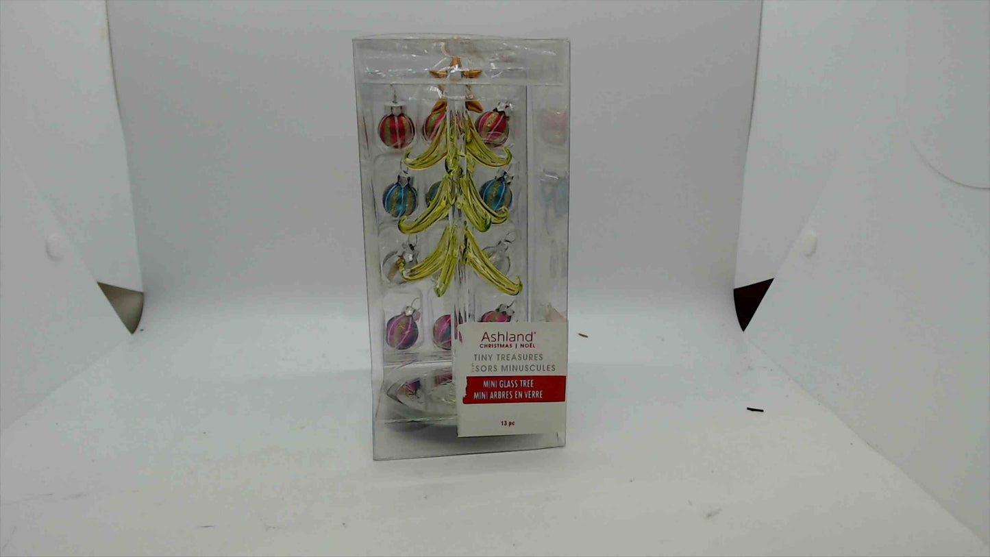 Ashland Tiny Treasures Mini Glass Christmas Tree with Ornaments – 13-Piece Set – New in Box
