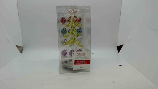 Ashland Tiny Treasures Mini Glass Christmas Tree with Ornaments – 13-Piece Set – New in Box