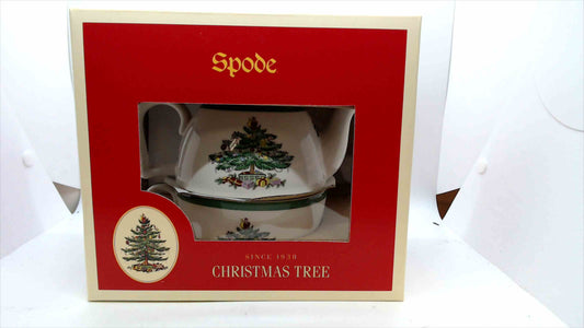Spode Christmas Tree Tea for One Set – New in Box – Holiday Teapot & Cup Combo
