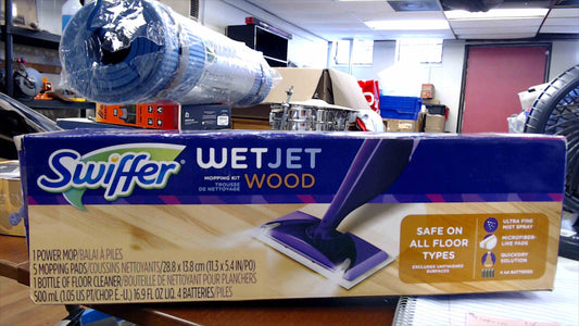 Swiffer WetJet Wood Floor Mopping Kit – Includes Mop, Cleaner, Pads & Batteries (New)