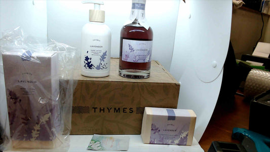 Thymes Lavender Bath & Body Gift Set – New in Box – Includes Lotion, Soap, Bubble Bath & More