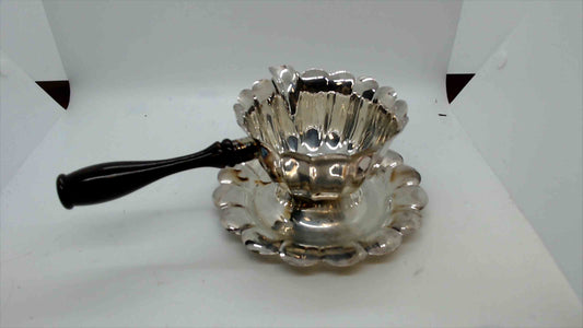 Vintage Delliberti Italy Silver-Plated Sauce Warmer with Wood Handle