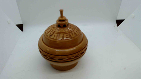 Hand-Carved Wooden Sarajevo Souvenir Lidded Jar – Vintage Decorative Container