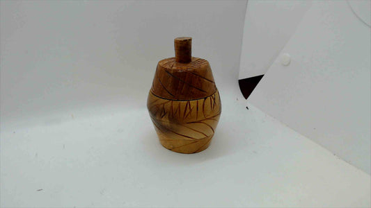 Hand-Carved Wooden Jar with Lid – "Jamaica" Souvenir Trinket Box