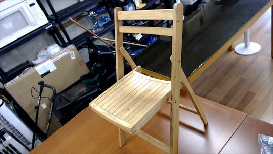 Foldable Wooden Slat Seat Chair – Compact, Lightweight, Natural Finish, Used