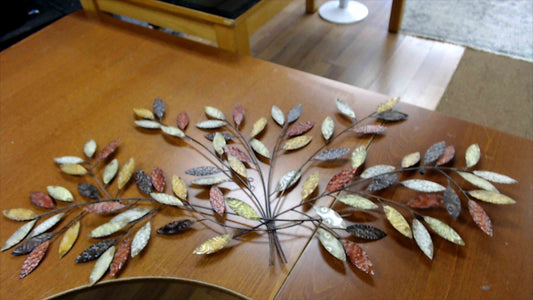 Metal Leaf Wall Art – Multicolor Branch Design