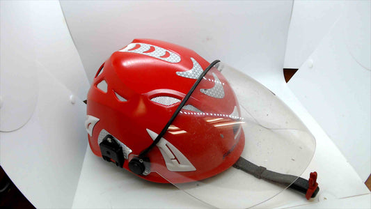 Red Protective Safety Helmet with Clear Face Shield – Adjustable Fit