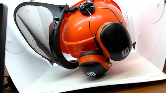 Forestry Safety Helmet w/ Mesh Face Shield & Ear Protection - Orange