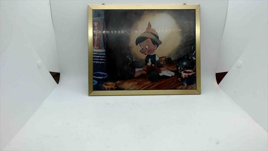 Vintage Disney Pinocchio & Jiminy Cricket Double-Sided Glass Picture Frame