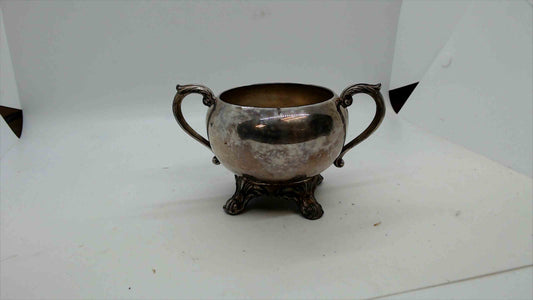 Antique F.B. Rogers Silver Co. Sugar Bowl – Trade Mark 1883 – Ornate Double Handle